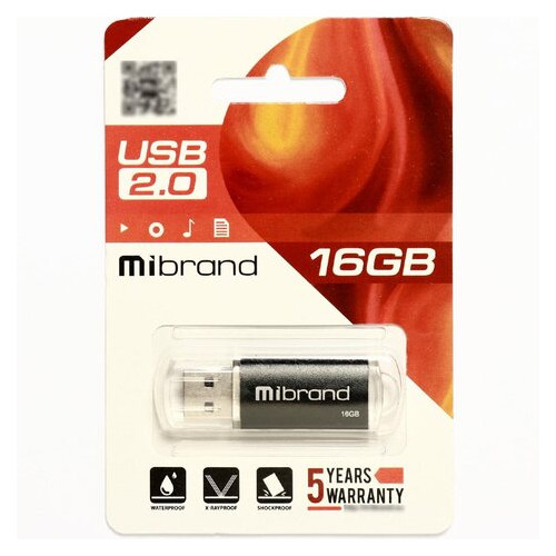 Флеш-накопичувач Mibrand USB2.0 Cougar 16GB Black (MI2.0/CU16P1B) фото №1