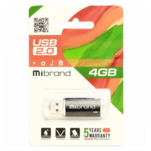 Флеш-накопичувач Mibrand USB2.0 Cougar 4GB Black (MI2.0/CU4P1B) фото №2