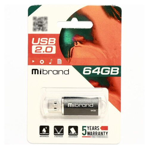 Флеш-накопичувач Mibrand USB2.0 Cougar 64GB Black (MI2.0/CU64P1B) фото №2