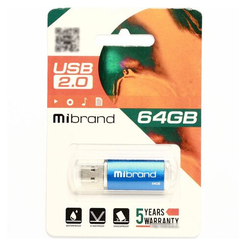 Флеш-накопичувач Mibrand USB2.0 Cougar 64GB Blue (MI2.0/CU64P1U) фото №2