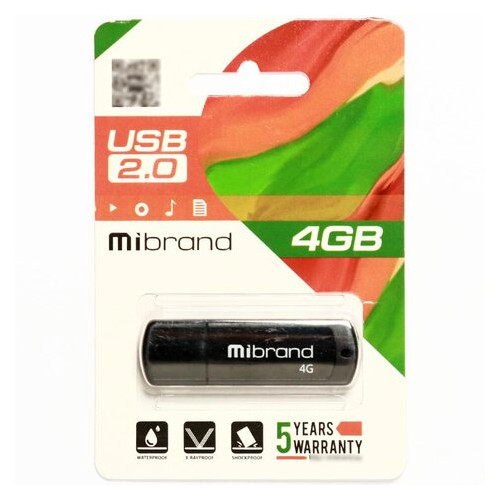 Флеш-накопичувач Mibrand USB2.0 Grizzly 4GB Black (MI2.0/GR4P3B) фото №2