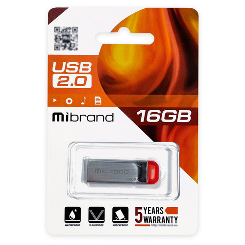 Флеш-накопичувач Mibrand USB2.0 16GB Silver-Red (MI2.0/FA16U7R) фото №1