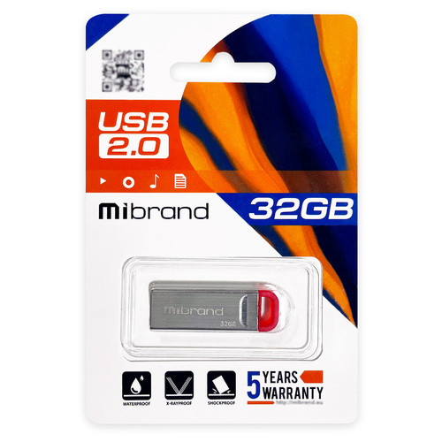 Флеш-накопичувач Mibrand USB2.0 32GB Silver-Red (MI2.0/FA32U7R) фото №1