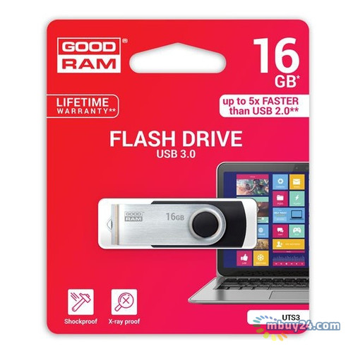 Флеш-накопичувач USB3.0 Goodram 16GB Twister Black (UTS3-0160K0R11) фото №1