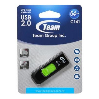 USB флеш накопитель Team 64GB C141 Green USB 2.0 (TC14164GG01) фото №4