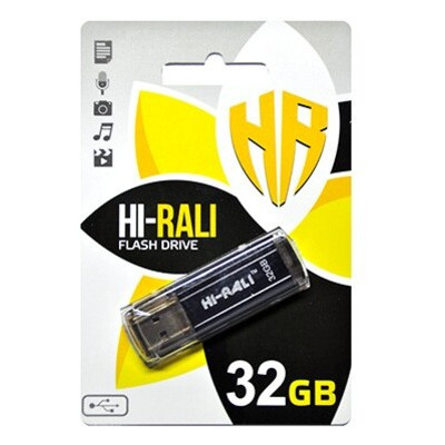 Флешка USB 2.0 32GB Hi-Rali Stark Series Black (HI-32GBSTBK) фото №1