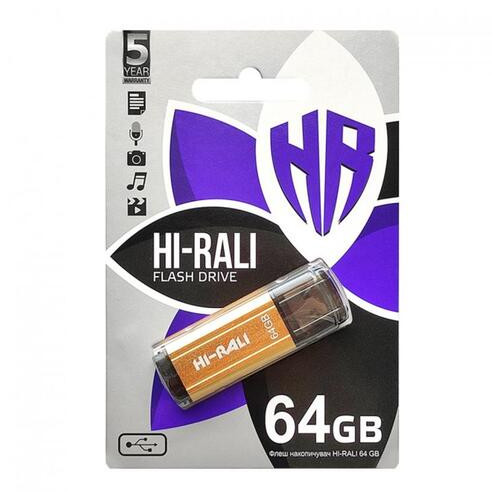 Флеш-накопичувач USB 64GB Hi-Rali Stark Series Gold (HI-64GBSTGD) фото №2