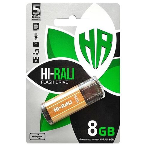 Флеш-накопичувач USB 8GB Hi-Rali Stark Series Gold (HI-8GBSTGD) фото №2