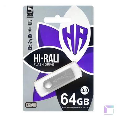 Флеш накопичувач USB 3.0 Hi-Rali Shuttle 64 GB Срібна фото №1