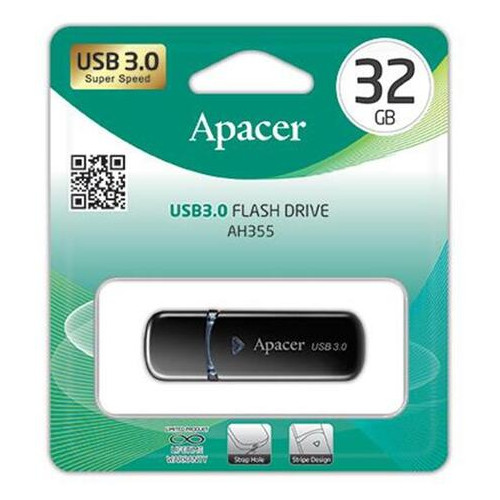 Флеш USB 3.0 32GB Apacer AH355 Black (AP32GAH355B-1) фото №3