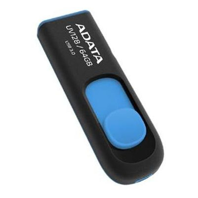 USB флеш-накопичувач A-Data 64Gb UV128 Black-Blue USB 3.0 (AUV128-64G-RBE) фото №1