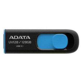 Флешка USB A-Data 128GB UV128 USB 3.1 Black/Blue (AUV128-128G-RBE) фото №1