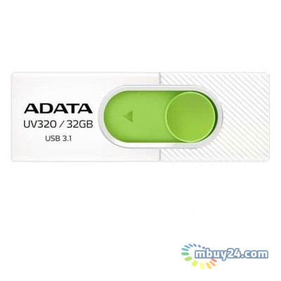 Флешка USB A-Data 32GB UV320 USB 3.1 White/Green (AUV320-32G-RWHGN) фото №1