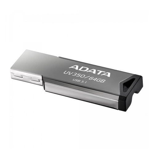Накопичувач A-Data 64GB USB 3.1 UV350 Metal Black (AUV350-64G-RBK) фото №3