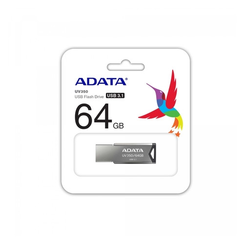 Накопичувач A-Data 64GB USB 3.1 UV350 Metal Black (AUV350-64G-RBK) фото №4
