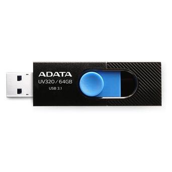 USB флеш накопичувач A-DATA 64GB UV320 Black/Blue USB 3.1 (AUV320-64G-RBKBL) фото №2