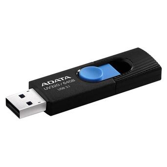 USB флеш накопичувач A-DATA 64GB UV320 Black/Blue USB 3.1 (AUV320-64G-RBKBL) фото №1