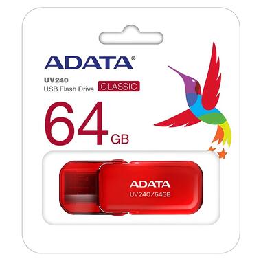 Флеш накопичувач A-DATA AUV 240 USB2.0 64GB Red (AUV240-64G-RRD) фото №3