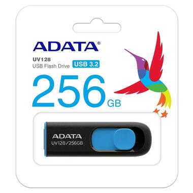 Флеш накопичувач A-DATA UV128 USB 3.2 Gen 1 (USB 3.0) 256GB Black/Blue (AUV128-256G-RBE) фото №4