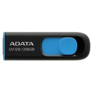 Флеш накопичувач A-DATA UV128 USB 3.2 Gen 1 (USB 3.0) 256GB Black/Blue (AUV128-256G-RBE) фото №1