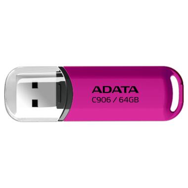 Флеш накоплювач A-DATA C906 USB2.0 64GB Pink (AC906-64G-RPP) фото №1