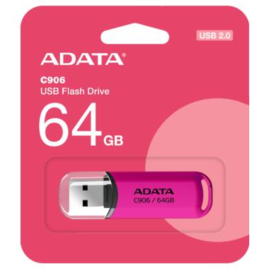 Флеш накоплювач A-DATA C906 USB2.0 64GB Pink (AC906-64G-RPP) фото №3