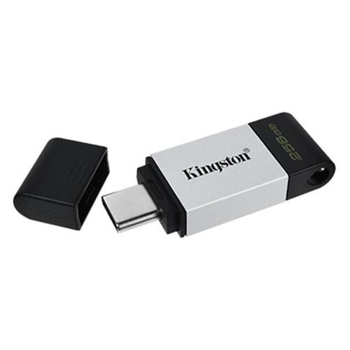 Флеш-накопичувач USB3.2 256GB Type-C Kingston DataTraveler 80 Grey/Black (DT80/256GB) фото №4