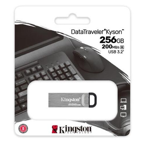 Флеш-накопичувач 3.2 256GB Kingston DataTraveler Kyson Silver/Black (DTKN/256GB) фото №3