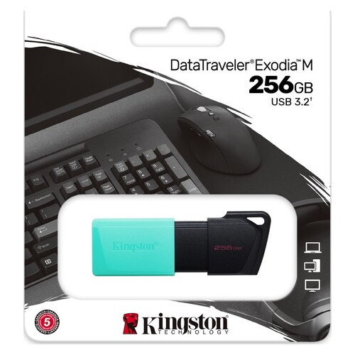 Флеш-накопичувач USB3.2 256GB Kingston DataTraveler Exodia M Black/Teal (DTXM/256GB) фото №6