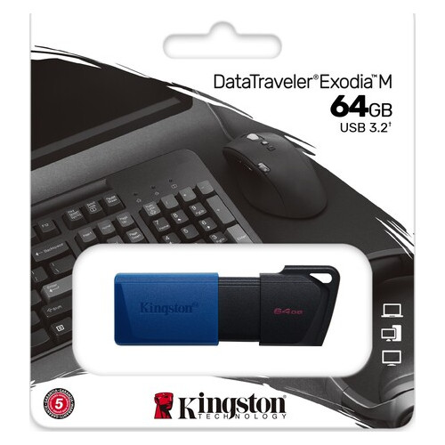 Флеш-накопичувач USB3.2 64GB Kingston DataTraveler Exodia M Black/Blue (DTXM/64GB) фото №6