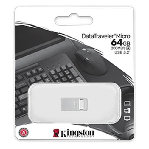 Флеш-накопичувач USB3.2 64GB Kingston DataTraveler Micro (DTMC3G2/64GB) фото №3