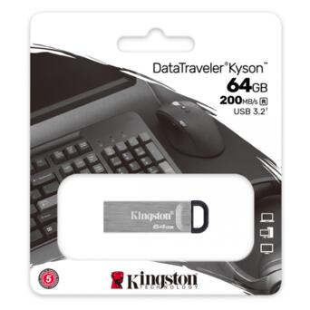 Флешка USB 3.2 Kingston 64GB DataTraveler Kyson silver/black (DTKN/64GB) фото №4