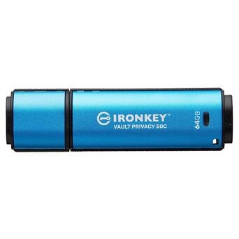 USB-С накопичувач із шифруванням Kingston 64 GB IronKey Vault Privacy 50C (IKVP50C/64GB) фото №1
