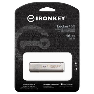 Флешка із шифруванням  Kingston 16GB IronKey Locker+ 50 ‎Silver (IKLP50/16GB) фото №4