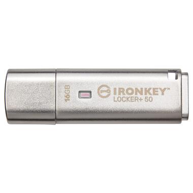 Флешка із шифруванням  Kingston 16GB IronKey Locker+ 50 ‎Silver (IKLP50/16GB) фото №1