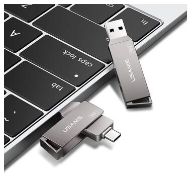 Флешка USAMS Type-C OTG USB3.0 Rotatable High Speed Flash Drive 32GB US-ZB199 сіра фото №4