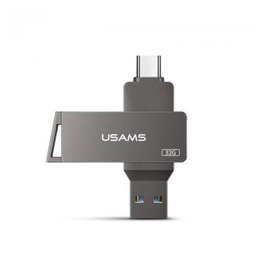 Флешка USAMS Type-C OTG USB3.0 Rotatable High Speed Flash Drive 32GB US-ZB199 сіра фото №2