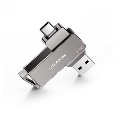 Флешка USAMS Type-C OTG USB3.0 Rotatable High Speed Flash Drive 32GB US-ZB199 сіра фото №1
