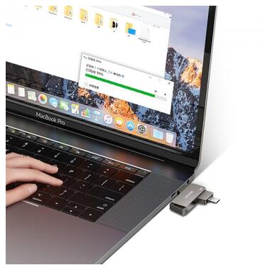 Флешка USAMS Type-C OTG USB3.0 Rotatable High Speed Flash Drive 32GB US-ZB199 сіра фото №5