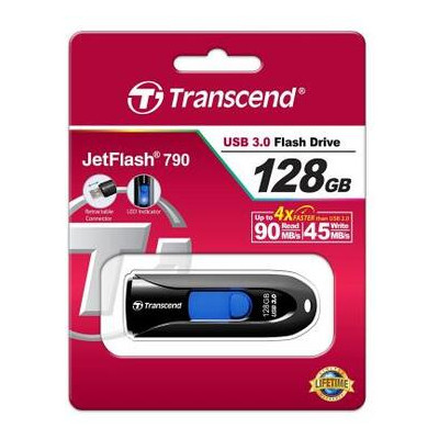 USB флеш накопичувач Transcend 128GB JetFlash 790 Black USB 3.0 (TS128GJF790K) (WY36dnd-97736) фото №2