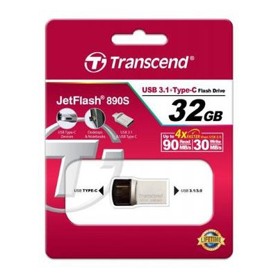 USB флеш накопичувач Transcend 32GB JetFlash 890S Silver USB 3.1 (TS32GJF890S) фото №3