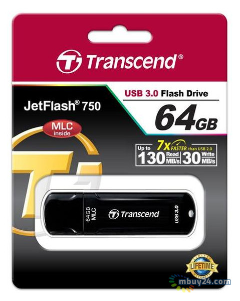 Флешка USB Transcend JetFlash 750 64GB USB 3.0 (TS64GJF750K) фото №3