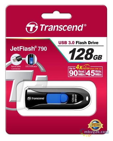 Флешка USB Transcend JetFlash 790 128GB USB 3.0 (TS128GJF790K) фото №5