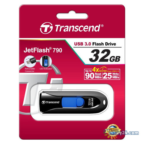 Флешка USB Transcend JetFlash 790 32GB USB 3.0 Black (TS32GJF790K) фото №5
