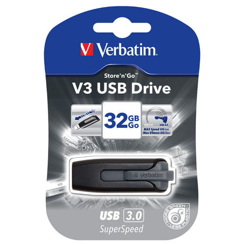 Флеш USB Verbatim V3 32GB USB 3.0 сірий (49173) фото №5