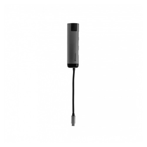 Концентратор USB-C Verbatim USB-C/2xUSB3.0/HDMI/RJ45 (49141), сріблястий/чорний фото №2