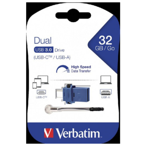 USB флеш накопичувач Verbatim 32GB Dual USB Drive USB 3.0/Type-C (49966) фото №2