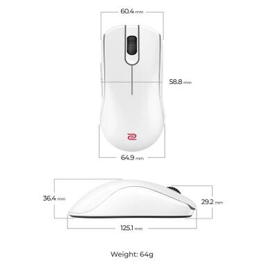 Мышка Zowie FK2DW Wireless White (9H.N4MBE.A3E) фото №7
