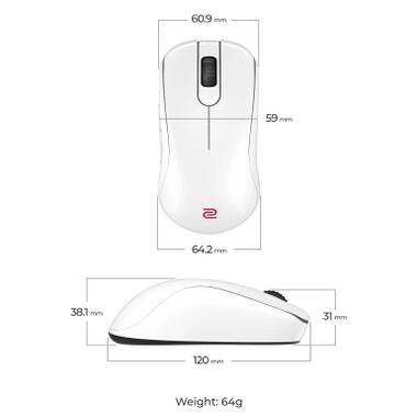 Мышка Zowie S2DW Wireless White (9H.N4NBE.A3E) фото №7