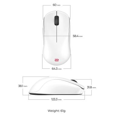 Мышка Zowie U2DW Wireless White (9H.N4PBE.A3E) фото №7